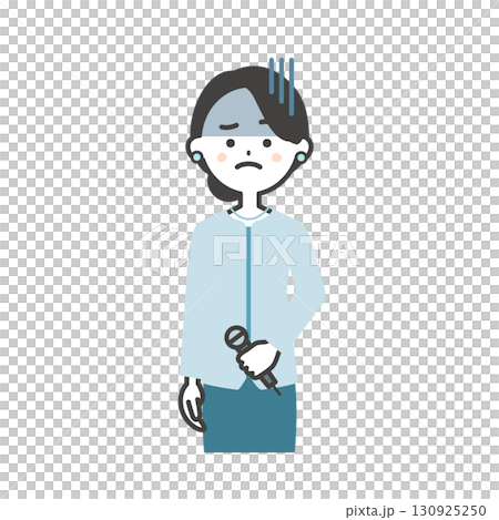 暗い表情のイベント司会者の女性イラスト 130925250