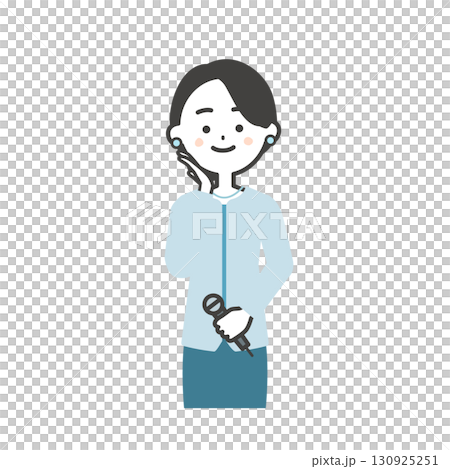 一位女性活動主持人用手托著臉頰的插圖 一位女性活動主持人用手托著臉頰的插圖 130925251