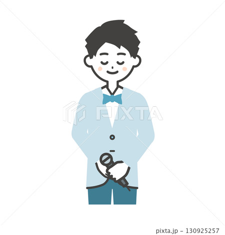 お辞儀をするイベント司会者の男性イラスト 130925257