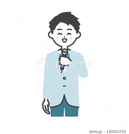 笑顔で話すイベント司会者の男性イラスト 笑顔で話すイベント司会者の男性イラスト 130925258