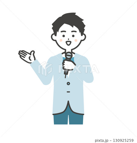 手で指すイベント司会者の男性イラスト 130925259