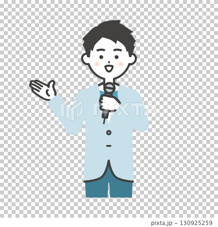 手で指すイベント司会者の男性イラスト 130925259