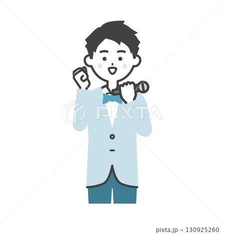 ガッツポーズをするイベント司会者の男性イラスト ガッツポーズをするイベント司会者の男性イラスト 130925260