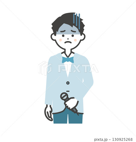 暗い表情のイベント司会者の男性イラスト 130925268