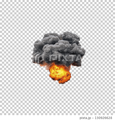 A large explosion with fiery burst and billowing smoke cloud creates dramatic scene. intense flames and dark smoke suggest powerful blast A large explosion with fiery burst and billowing smoke cloud creates dramatic scene. intense flames and dark smoke suggest powerful blast 130926628