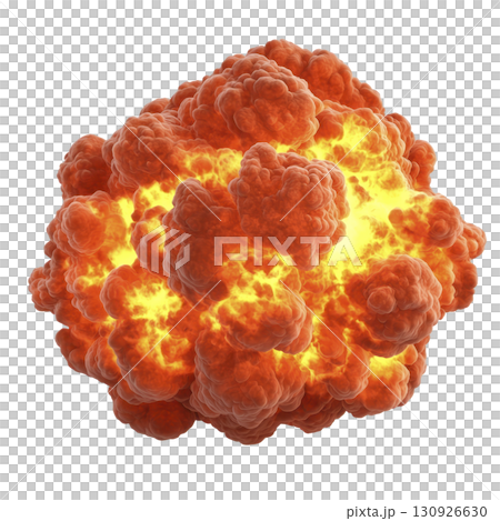 A fiery explosion with vibrant orange and yellow flames creates dramatic and intense visual impact, capturing chaotic energy of powerful blast A fiery explosion with vibrant orange and yellow flames creates dramatic and intense visual impact, capturing chaotic energy of powerful blast 130926630