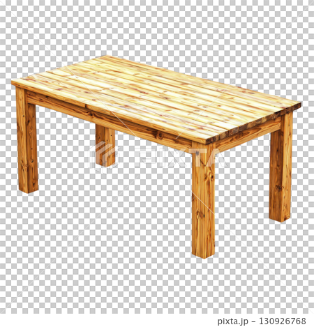 A sturdy wooden table with natural finish, featuring rectangular top and four solid legs, ideal for dining or workspace. wood grain adds rustic charm A sturdy wooden table with natural finish, featuring rectangular top and four solid legs, ideal for dining or workspace. wood grain adds rustic charm 130926768