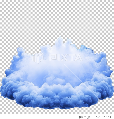 dramatic cloud of blue smoke billows and swirls, creating mesmerizing and ethereal effect against transparent background. smoke appears soft and fluffy, evoking sense of mystery and wonder 130926824