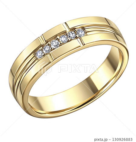 gold ring with sleek design features row of sparkling diamonds set in polished band, exuding elegance and sophistication gold ring with sleek design features row of sparkling diamonds set in polished band, exuding elegance and sophistication 130926883