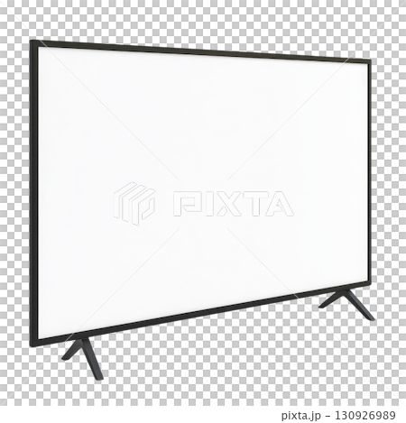 sleek, modern flat screen television with minimalist design, featuring thin black frame and dual stand legs, perfect for contemporary living spaces 130926989