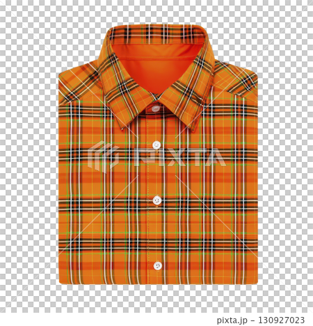 vibrant orange plaid shirt with classic collar and button down design, neatly folded. pattern features intersecting lines in various colors, creating bold and stylish look vibrant orange plaid shirt with classic collar and button down design, neatly folded. pattern features intersecting lines in various colors, creating bold and stylish look 130927023