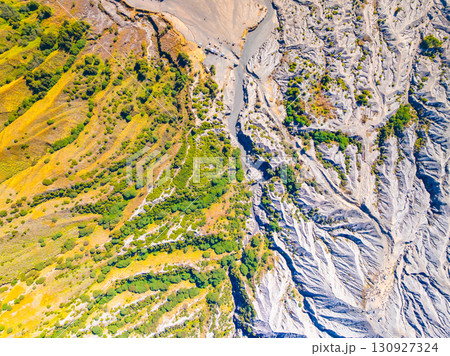 Aerial view top down of Volcano land texture, Abstract nature Background at Bromo volcano indonesia 130927324