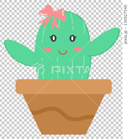 Cute Cactus with a Pink Bow Cute Cactus with a Pink Bow 130927540