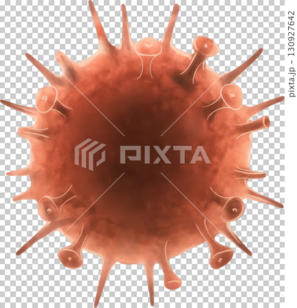 Realistic style virus illustration with spikes, concept for infection, disease, microbiology, and medical research. 130927642