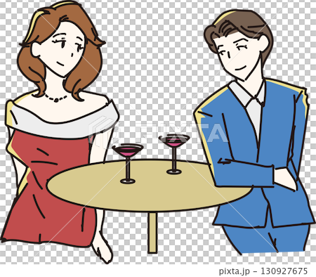 バーでのカップル 80`sテイスト 130927675