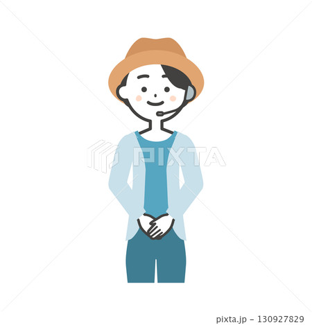 手を前で組む夏の屋外イベント司会者の女性イラスト 130927829