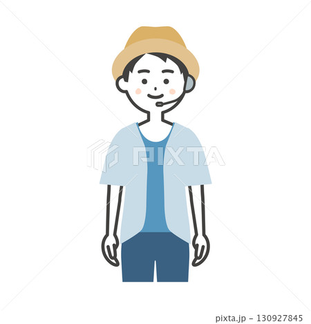 夏の屋外イベント司会者の男性イラスト 夏の屋外イベント司会者の男性イラスト 130927845