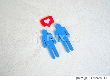 Same-sex love. Gay relationships. Concept of equality, LGBT rights, modern society, acceptance and diversity. Symbol of human rights, social progress and representation in media and culture. 130928014