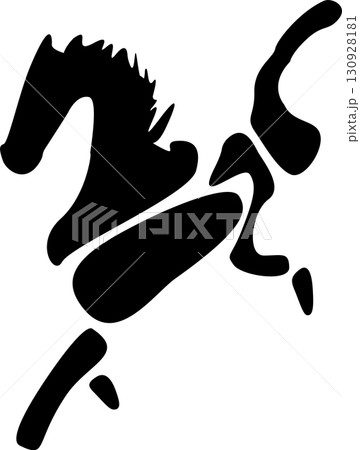 2026年午年の年賀、年賀状素材 黒い馬 2026年午年の年賀、年賀状素材 黒い馬 130928181