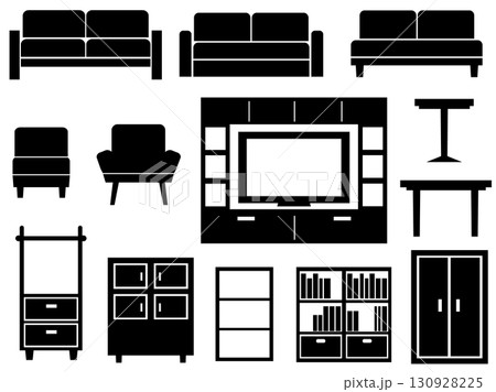 ソファ 棚 テーブル 家具 インテリア シルエット 素材 130928225