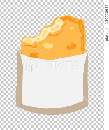 平袋に入れた齧ったハッシュドポテトのイラスト 平袋に入れた齧ったハッシュドポテトのイラスト 130928633