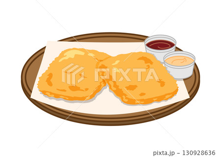 皿に盛ったハッシュドポテトのイラスト 皿に盛ったハッシュドポテトのイラスト 130928636