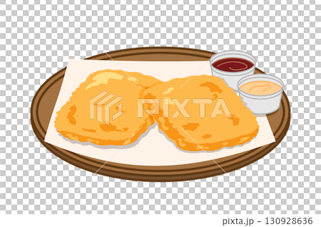 皿に盛ったハッシュドポテトのイラスト 皿に盛ったハッシュドポテトのイラスト 130928636