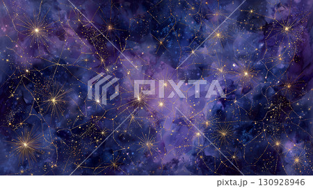 紫の宇宙に輝く幻想的な星座アート 紫の宇宙に輝く幻想的な星座アート 130928946