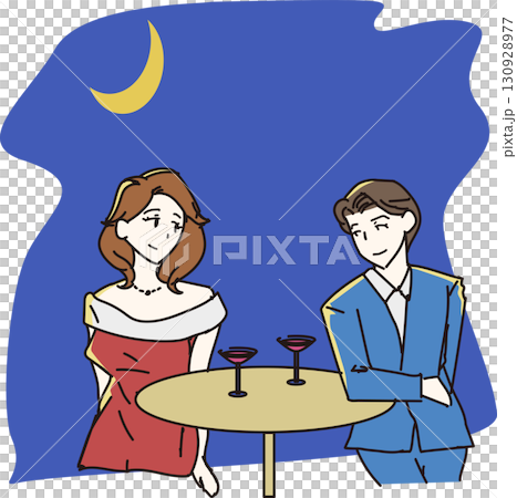 酒吧情侶_80年代風格的男女 130928977