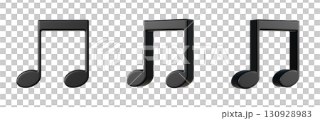 不同角度的雙八分音符的 3D 圖標 130928983