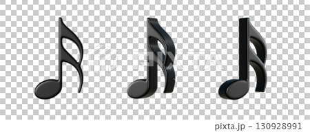 様々な角度の16分音符の3Dアイコン 様々な角度の16分音符の3Dアイコン 130928991