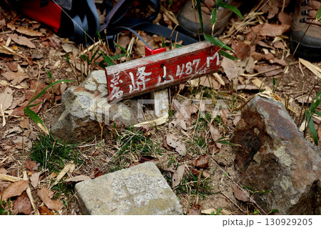 高安山山頂にある三角点　点名は峰山　標高は487m 130929205
