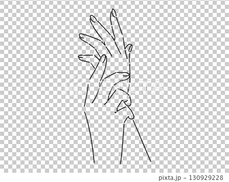 Line drawing illustration of a woman's beautiful hands 130929228