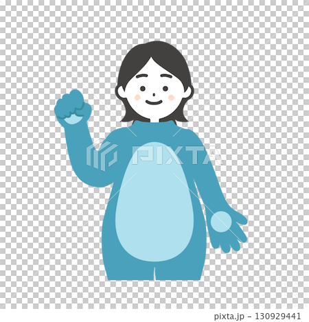 一名身著戲服的女子脫下頭並握拳的插圖 130929441