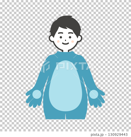 一名男子脫下服裝頭的插圖 130929443