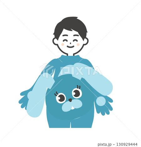 脱いだ着ぐるみの頭を持つ男性イラスト 130929444