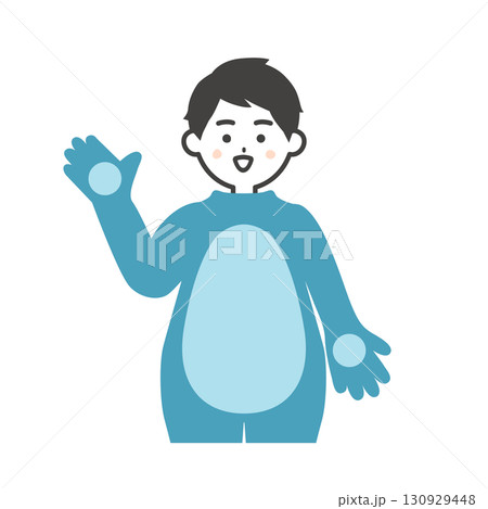 手で指す着ぐるみの頭を脱いだ男性イラスト 手で指す着ぐるみの頭を脱いだ男性イラスト 130929448