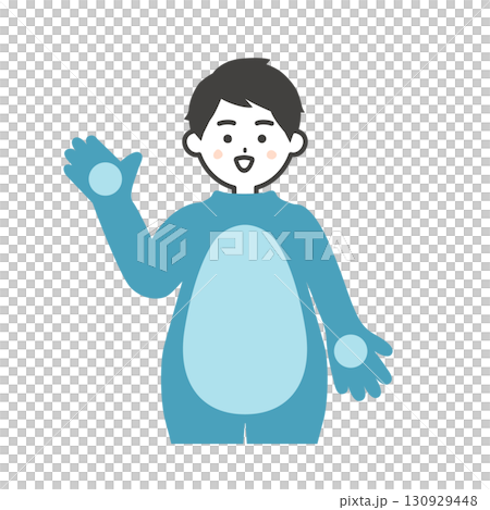 Illustration of a man in a costume pointing with his hand removed 130929448