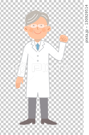 Male doctor (senior) posing with fist _ whole body Male doctor (senior) posing with fist _ whole body 130929514