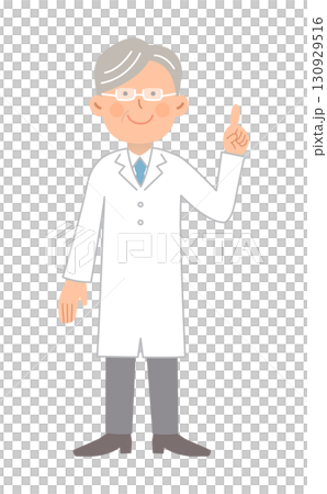 Pointing male doctor (senior) _ whole body Pointing male doctor (senior) _ whole body 130929516
