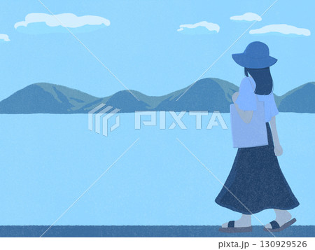 海を眺める女性 海を眺める女性 130929526