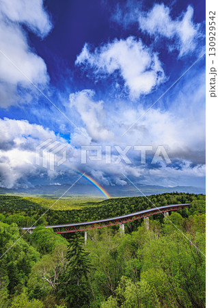 三国峠を彩る雄大な虹と大自然の風景 130929542