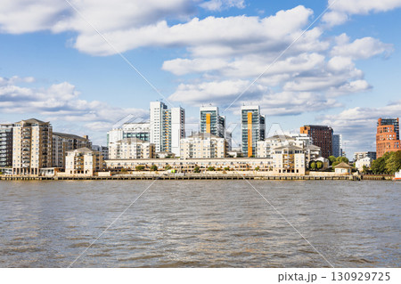 Modern riverfront skyline with contemporary apartments and offices 130929725