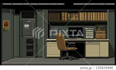Retro Office Pixel Art Interior.のイラスト素材 [130929986] - PIXTA