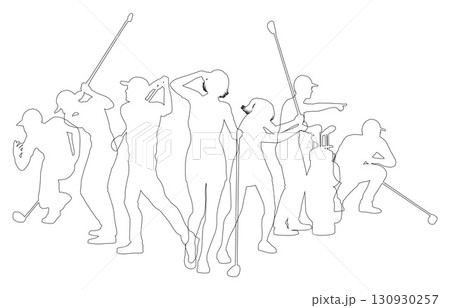 Golfers Golfing Silhouette Golf People Silhouettes 130930257