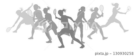 Silhouette Tennis Players Silhouettes Concept Silhouette Tennis Players Silhouettes Concept 130930258