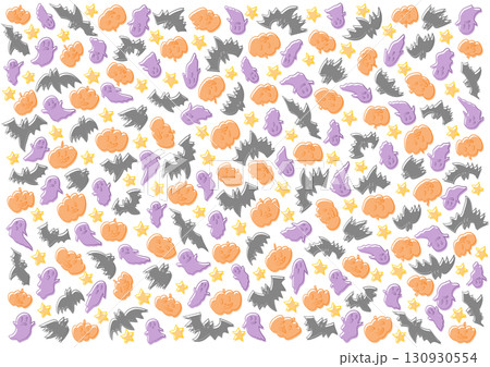 カボチャとおばけとコウモリのかわいいハロウィン模様 カボチャとおばけとコウモリのかわいいハロウィン模様 130930554