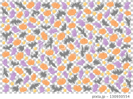 カボチャとおばけとコウモリのかわいいハロウィン模様 カボチャとおばけとコウモリのかわいいハロウィン模様 130930554