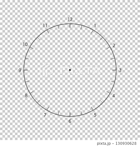 1-12の数字付きのアナログ時計のテンプレート - 半日・12時間・1年間などのログや円グラフの素材 1-12の数字付きのアナログ時計のテンプレート - 半日・12時間・1年間などのログや円グラフの素材 130930628