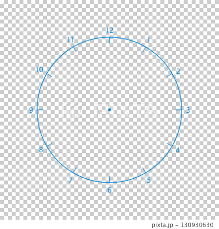 Analog clock template with numbers 1-12 - Log and pie chart material for half-day, 12-hour, and yearly time periods 130930630